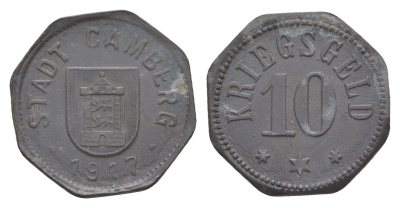 Камберг 10 пфеннигов 1917 Funck 74.2, Men05 4155.2, Men18 5301.2 цинк 4643-953