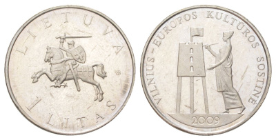 Литва 1 лит 2009 Вильнюс – культурная столица Европы KM 162 медно-никель UNC 4612-1036