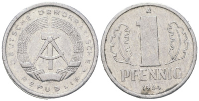 ГДР 1 пфенниг 1984 A KM 8.2 алюминий 201-624