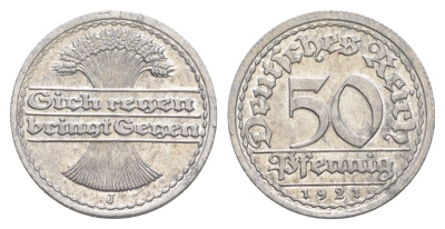 Германия 50 пфеннигов 1921 J KM 27, J. 301 алюминий aUNC 4646-1136