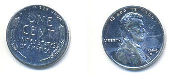 США 1 цент 1943 S (Сан-Франциско), Авраам Линкольн KM 132a сталь плакированная цинком 4392-751