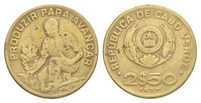 Кабо-Верде 2,5 эскудо 1977 KM 18 никель латунь 4514-926