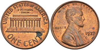 США 1 цент 1972 Линкольн KM 201 медь цинк 4115-917