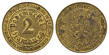 Германия, Гамбург жетон бара в 2 Posemuckel-Taler 1978 диаметр 29 мм, вес 7,7 гр сталь плакированная латунью 4157-326