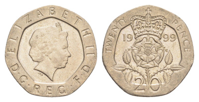 Великобритания 20 пенсов 1999 Елизавета II (1952-2022) KM 990, Spink 4630 (G3) медно-никель 4639-918