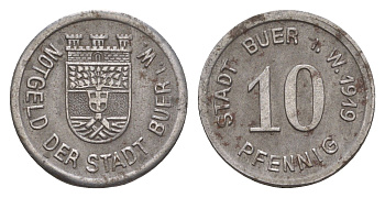 Бюр в Вестфалии 10 пфеннигов 1919 Funck 64.5, Men05 3970.5, Men18 5029.5 железо 4659-333