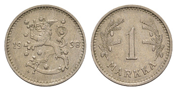 Финляндия 1 марка 1938 KM 30 медно-никель 4647-417