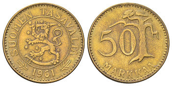 Финляндия 50 марок 1961 KM 40 алюминиевая бронза 4666-844