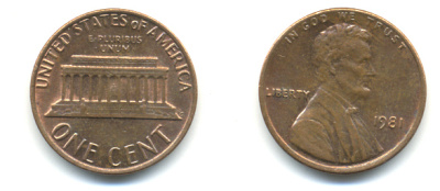 США 1 ЦЕНТ 1981 ЛИНКОЛЬН KM 201 медь цинк 86-124