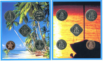 Багамские острова набор из 5 монет 1992 официальный набор, в картонном буклете    UNC  2-6-3-15