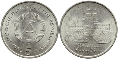 ГДР 5 марок 1972 А, Мейсенский собор KM 37, J. 1543 медно-никель aUNC 3333-842
