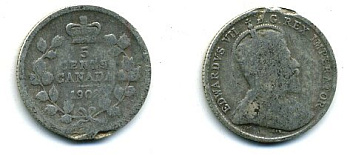 КАНАДА 5 ЦЕНТОВ 1902 ЭДУАРД VII KM 9 серебро 46-2448