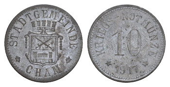 Кам 10 пфеннигов 1917 Funck 79.2, Men05 4349.2, Men18 5523.2 цинк 4659-262