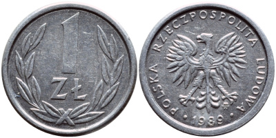Польша 1 злотый 1989 MW KM 49.3, Parchimowicz 215a алюминий 3458-212