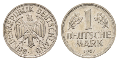 ФРГ 1 марка 1967 J KM 110, J. 385 медно-никель 3459-945