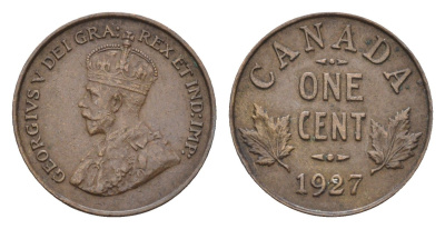 Канада 1 цент 1927 Георг V (1910-1936) KM 28 бронза 75-1423