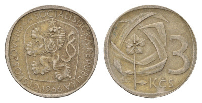 Чехословакия 3 кроны 1966 KM 57 медно-никель 4673-935