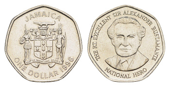 Ямайка 1 доллар 1996 Александр Бустаманте KM 164 сталь плакированная никелем UNC 4651-154