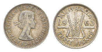 Австралия 3 пенса 1963 Елизавета II (1952-2022) KM 57 серебро 4588-1131