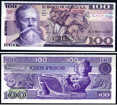 Мексика 100 песо 1982 Pick 74c бумага UNC (пресс) 6281-46-2-1
