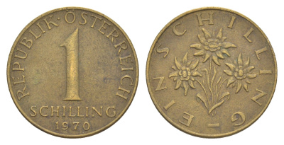 Австрия 1 шиллинг 1970 KM 2886 алюминиевая бронза 4561-344