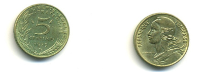 ФРАНЦИЯ 5 САНТИМОВ 1979 ТИП MARIANNE KM 933 медь алюминий никель 4364-1224