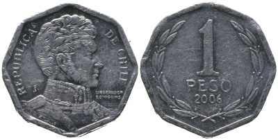 Чили 1 песо 2006 So KM 231, Schon 79 алюминий 4387-811