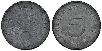 Германия 5 рейхспфеннигов 1941 A KM 100, J. 370 цинк 4121-732