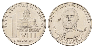 Парагвай 1000 гуарани 2006 KM 198 сталь плакированный медно-никелем UNC 3336-1152