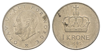 Норвегия 1 крона 1985 Улаф V (1957-1991) KM 419 медно-никель 4635-723