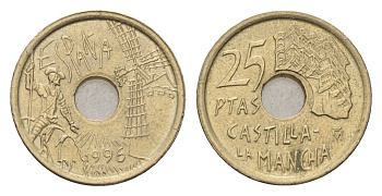 Испания 25 песет 1996 Кастилия - Ла-Манча KM 962 алюминиевая бронза aUNC 116-747