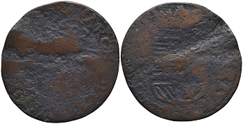 Испанские Нидерланды 1 дуит 1662 герцогство Брабант, Филипп IV (1621-1665) медь 4544-1255