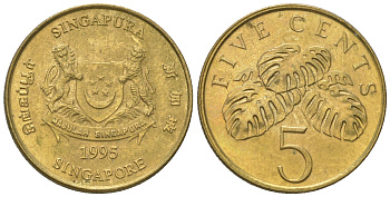 Сингапур 5 центов 1995 KM 99 алюминиевая бронза 3458-1252