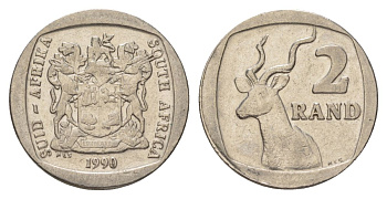 ЮАР 2 ранда 1990 KM 139 медь плакированная никелем 4626-1051