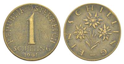 Австрия 1 шиллинг 1961 KM 2886 алюминиевая бронза 4643-454