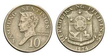 Филиппины 10 сентимо 1974 KM 198 медно-никель 4668-667