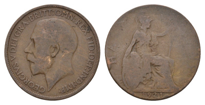 Великобритания 1/2 пенни 1921 Георг V (1910-1936) KM 809, Spink?4056 бронза 4675-411