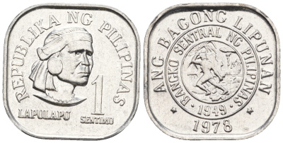 Филиппины 1 сентимо 1978 вождь острова Мактан Лапу-Лапу KM 205 алюминий  UNC  220-1124