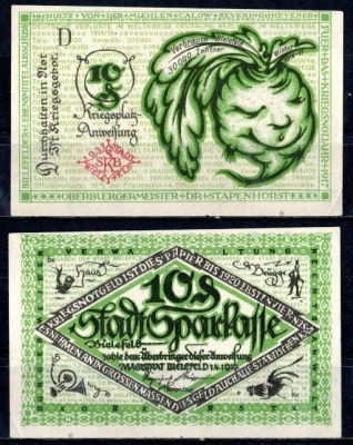 Билефельд (Пруссия, Вестфалия) 10 пфеннигов 1919 Mehl Grabowski B44.8 бумага UNC (пресс) 7556-54-1-2