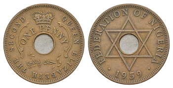 Нигерия 1 пенни 1959 KM 2 бронза 4595-141