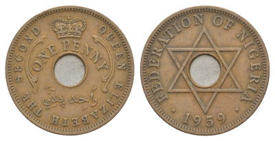 Нигерия 1 пенни 1959 KM 2 бронза 4595-141