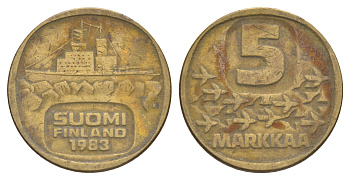 Финляндия 5 марок 1983 KM 57 алюминиевая бронза 4648-626