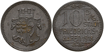 Фридрихсхафен 10 пфеннигов 1918 Funck 142.1 железо 4606-216