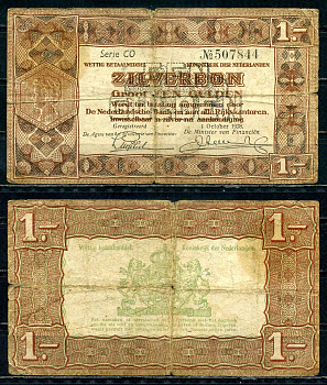 Нидерланды 1 гульден 1938 Pick 61 бумага 6294-42-4-2