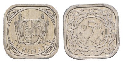 Суринам 5 центов 1986 редкий год KM 12a алюминий 4649-955
