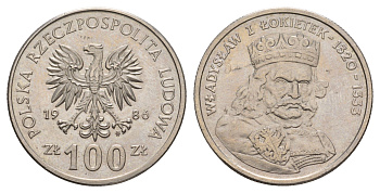 Польша 100 злотых 1986 Польские правители - Король Владислав I Локоток Y 160 медно-никель UNC 4654-1024