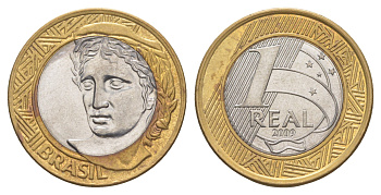 Бразилия 1 реал 2009 KM 652a биметалл UNC 4646-131