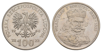 Польша 100 злотых 1986 Польские правители - Король Владислав I Локоток Y 160 медно-никель UNC 4654-1024