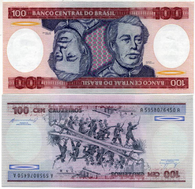 БРАЗИЛИЯ 100 КРУЗЕЙРО 1984 ПОДПИСЬ 21, ГЕОРЦОГ КАКСИАС Pick 198b бумага UNC (ПРЕСС) 7551-23-1-1