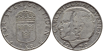 Швеция 1 крона 1978 Карл XVI Густав (1973- ) KM 852 медь плакированная медно-никелем 4397-912